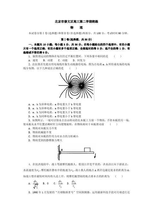 北京市崇文区高三第二学期统练