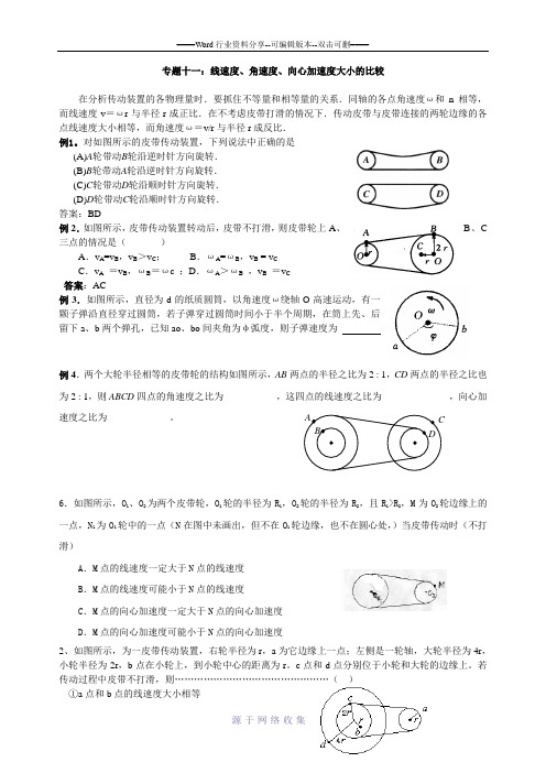 专题十二：线速度-角速度-向心加速度大小比较