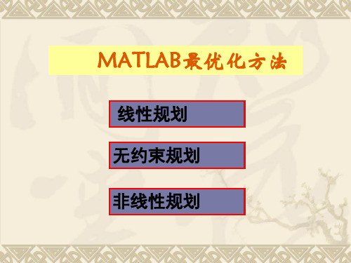 Matlab最优化计算方法