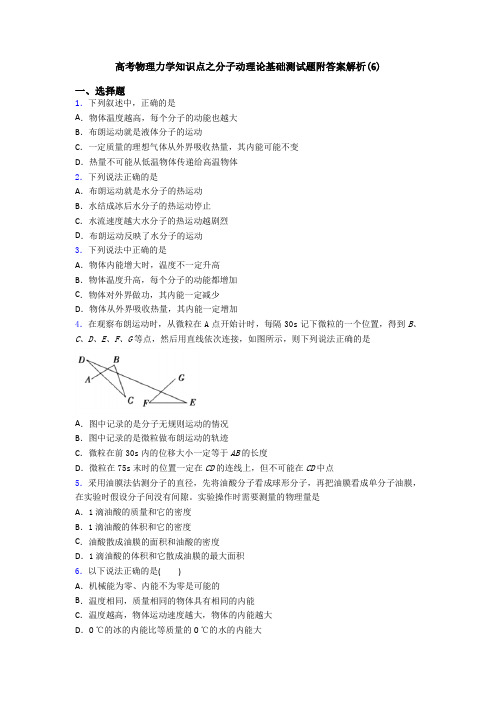 高考物理力学知识点之分子动理论基础测试题附答案解析(6)