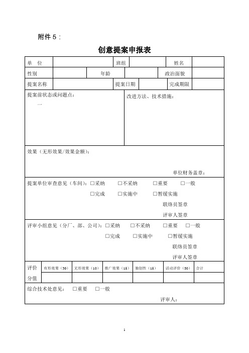 创意提案申报表