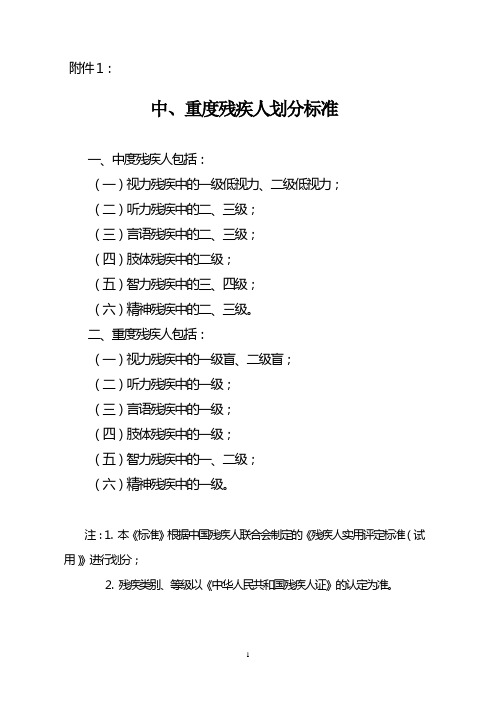 重度残疾人划分标准