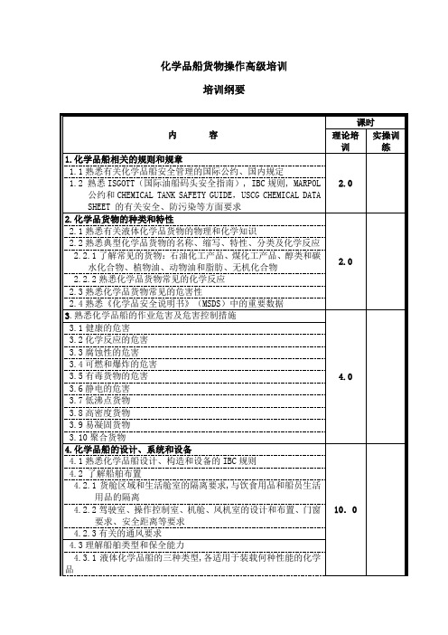 3. 化学品船货物操作高级培训 培训纲要