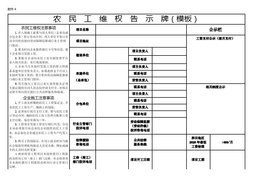 农民工维权告示牌(模板)