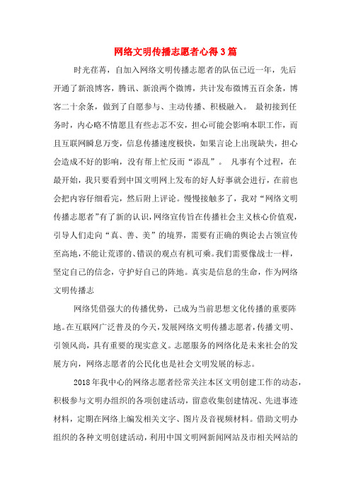 网络文明传播志愿者心得3篇