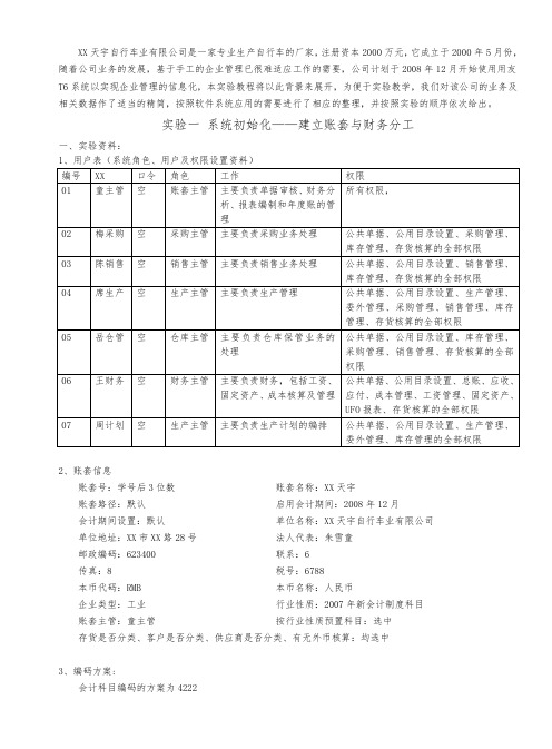 财务信息系统T6用友软件实验教程