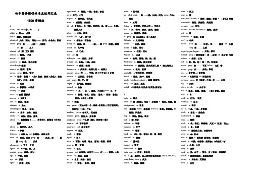 初中英语课程标准五级词汇表1500(背诵版)
