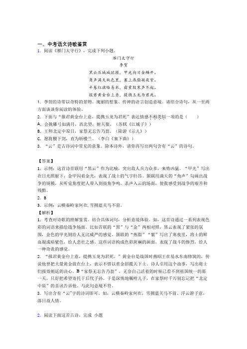 2020-2021中考语文二模试题分类汇编——诗歌鉴赏综合含答案解析