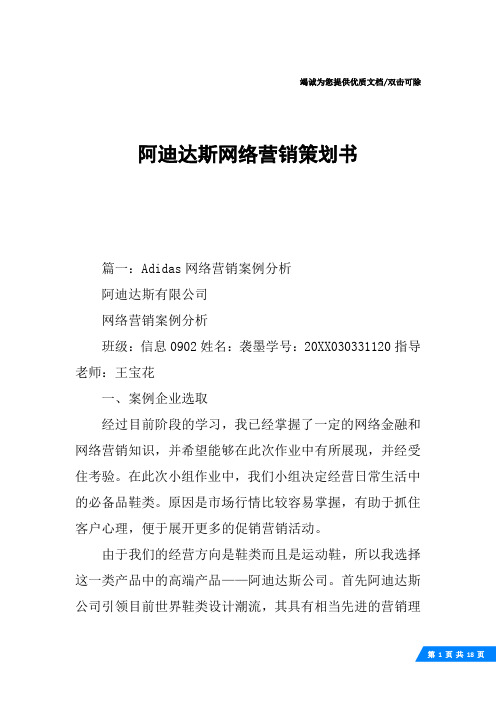 阿迪达斯网络营销策划书