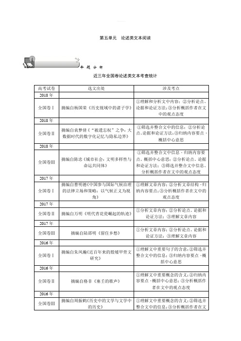 2020版《名师导学》高考语文总复习讲义:第五单元 论述类文本阅读 含答案