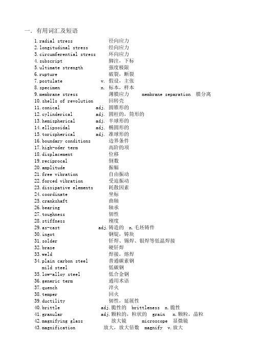 过程装备与控制工程专业英语基础词汇