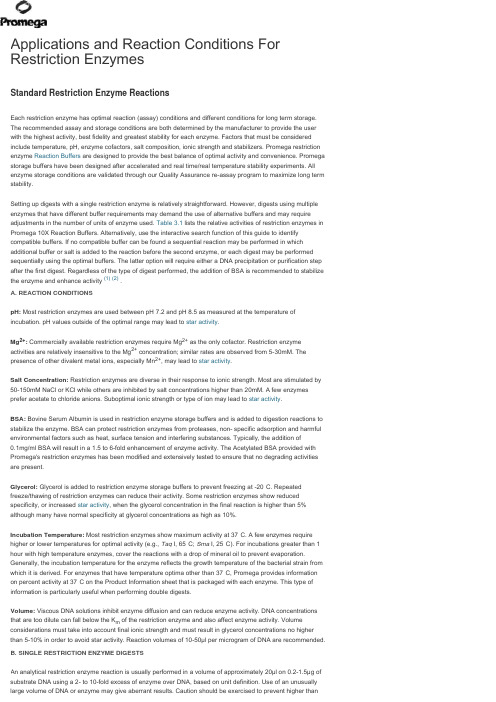 Applications and Reaction Conditions For Restriction Enzymes