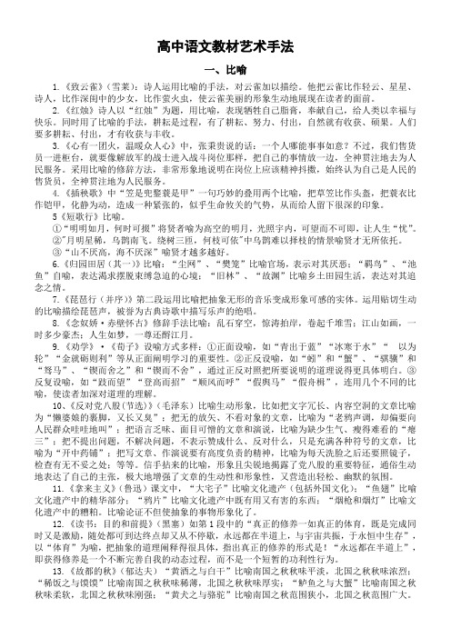 高考语文复习教材课内艺术手法整理(比喻拟人)