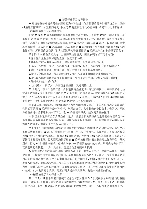 6S精益管理学习心得体会