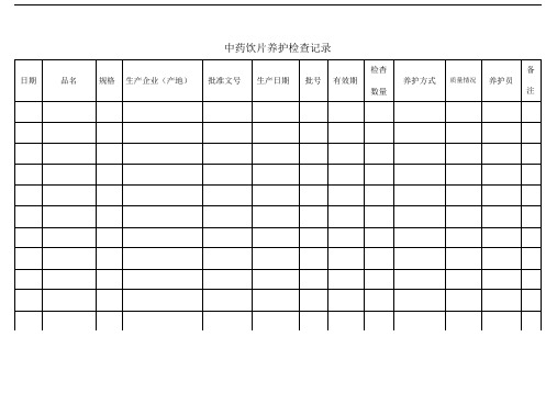 中药饮片养护检查记录表