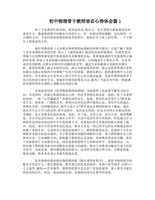 初中物理骨干教师培训心得体会初中物理骨干教师工作总结