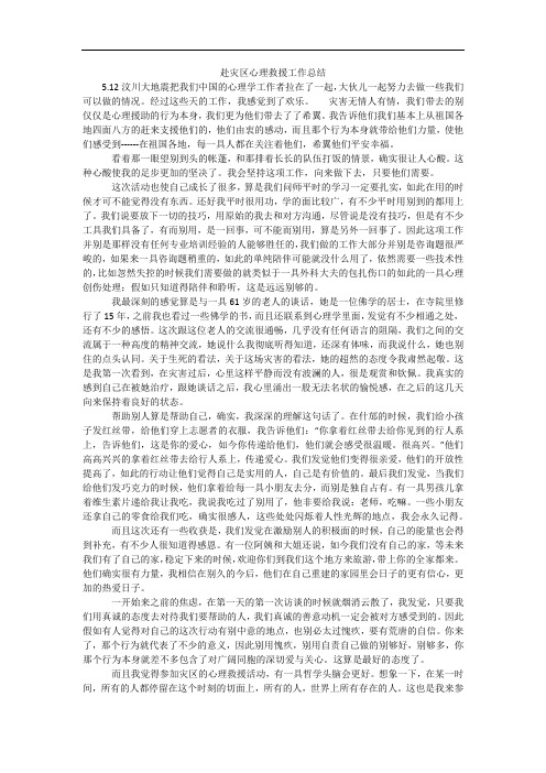 赴灾区心理救援工作总结