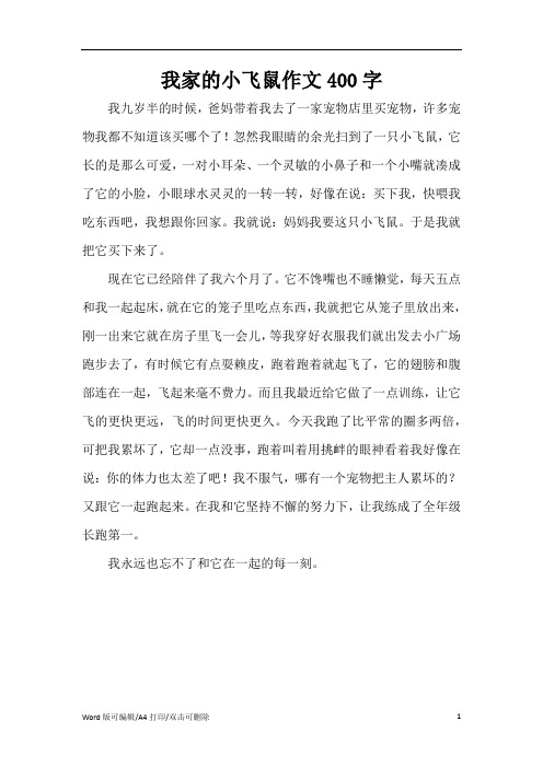我家的小飞鼠作文400字(精编版)