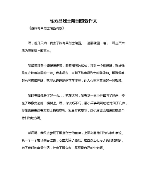 陈寿昌烈士陵园感受作文