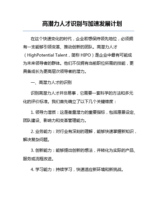 高潜力人才识别与加速发展计划