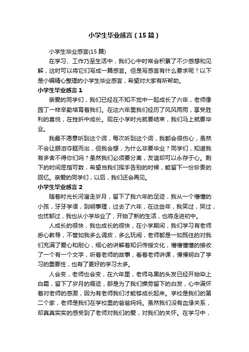 小学生毕业感言（15篇）