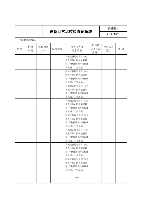 设备日常运转检查记录表