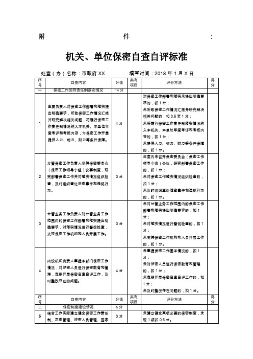 保密自查自评表