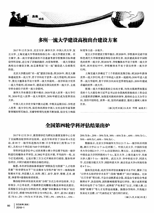 全国第四轮学科评估结果出炉