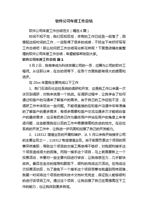 软件公司年度工作总结