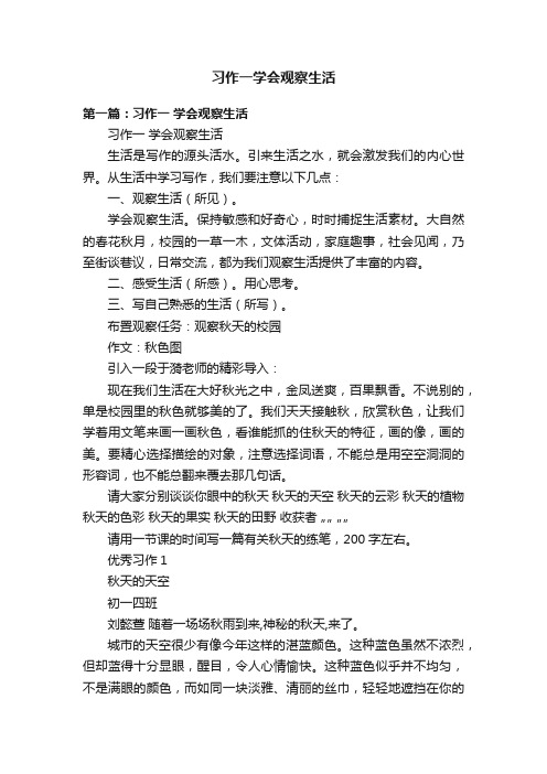 习作一学会观察生活