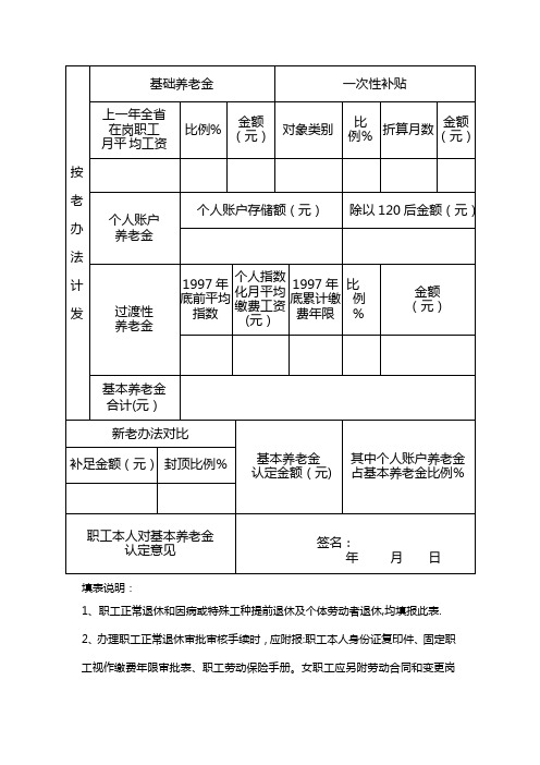 最新企业职工退休(退职)和基本养老金审批核定表【范本模板】