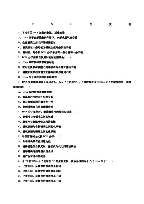 DNA的复制练习题