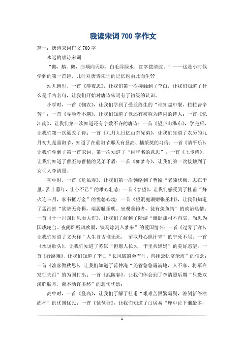 我读宋词700字作文