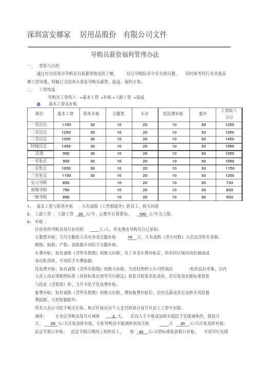 导购员薪资福利管理方法模版