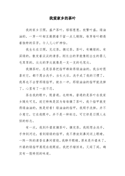 小学生中年级优秀作文《我爱家乡的茶叶》