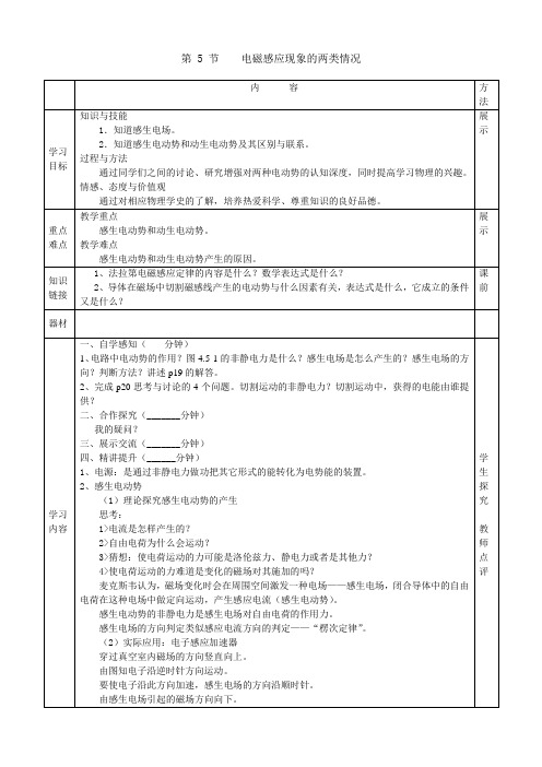 电磁感应现象的两类情况教案