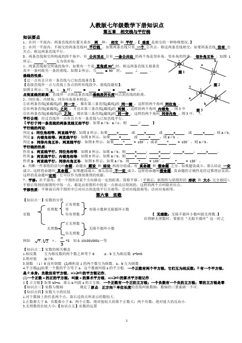 2014年最新版人教版七年级数学下册知识点