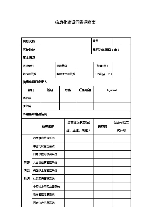 医院信息化建设问卷调查表