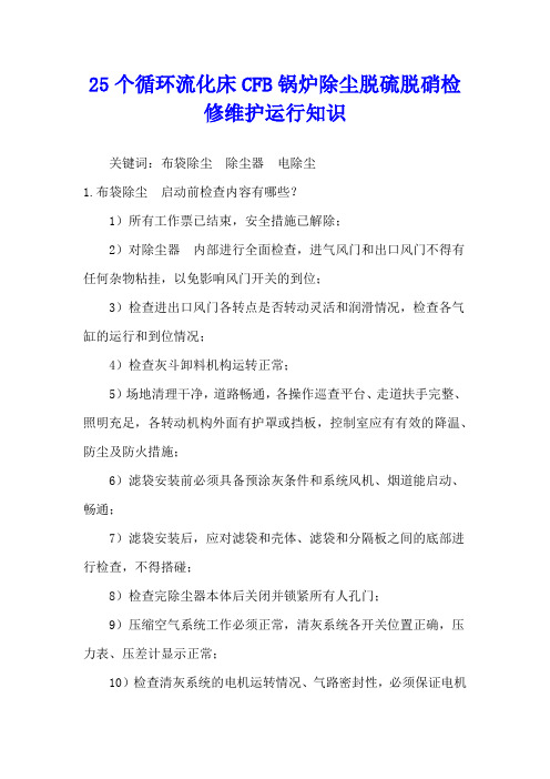 25个循环流化床CFB锅炉除尘脱硫脱硝检修维护运行知识