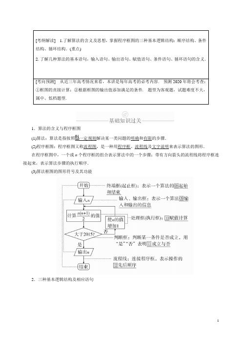 高考数学一轮复习第11章算法复数推理与证明第1讲算法初步讲义理