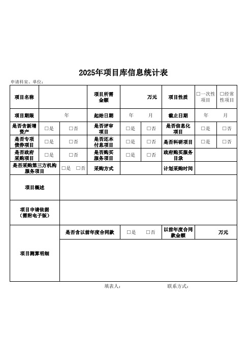 2025年项目库信息统计表