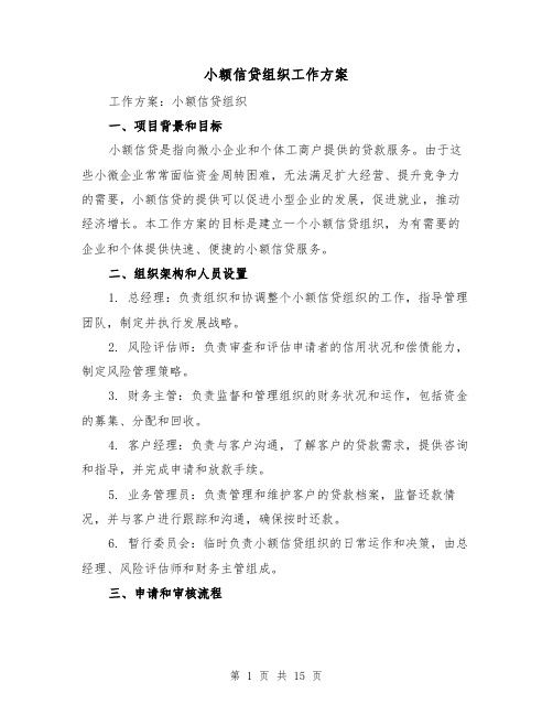 小额信贷组织工作方案(四篇)