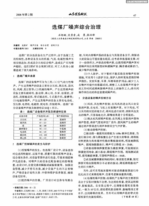 选煤厂噪声综合治理