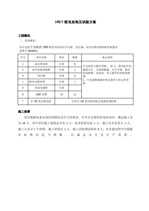 10kv电气预防性试验方案电气010