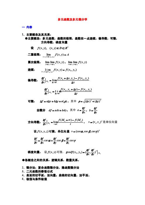 多元微积分、微分方程小结