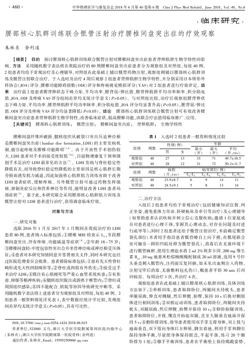 腰部核心肌群训练联合骶管注射治疗腰椎间盘突出症的疗效观察