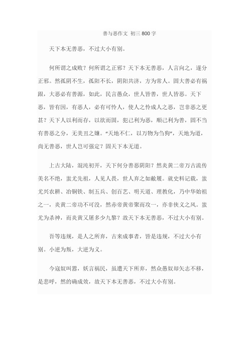 善与恶作文 初三800字