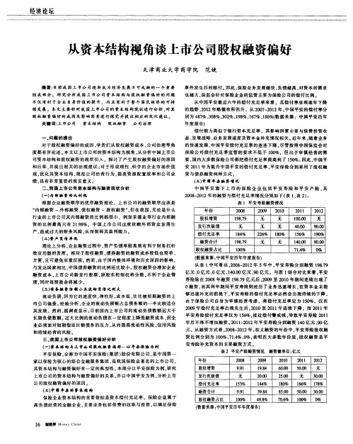 从资本结构视角谈上市公司股权融资偏好