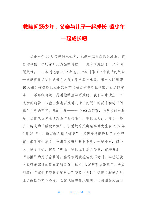 救赎问题少年,父亲与儿子一起成长 镇少年一起成长吧