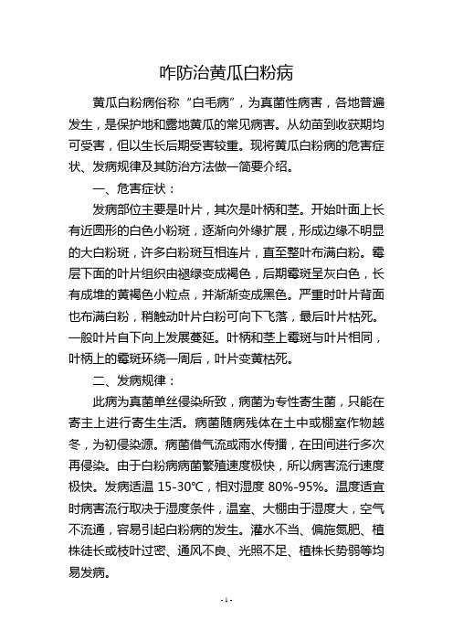 咋防治黄瓜白粉病